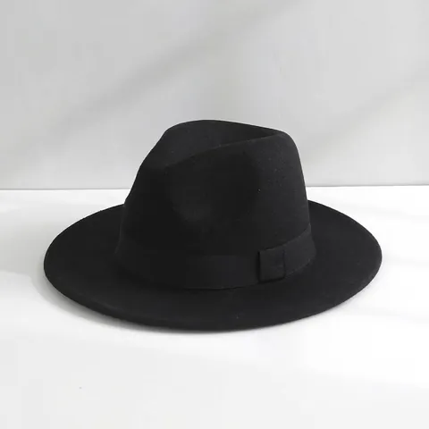 Britischer Vintage Einfarbig Polyester Fedora Hut Klassisch Breite Krempe Jazz Hut Für Herren Damen Herbst Winter Formelle Party Kopfbedeckung