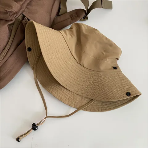 Chapeau de Pêcheur Protection Solaire Extérieur Séchage Rapide Large Bord Avec Corde Coupe-vent Pour Randonnée Escalade Hommes Femmes