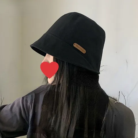 Dames Japanse Stijl Katoenen Vissershoed Opvouwbare Zonbescherming Zonnehoed Met Leren Patch Zomer Reizen Hoed