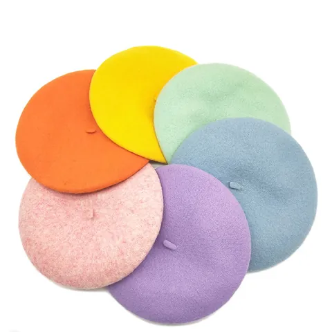 Women Vintage Wool Blend Beret Hat Solid Color Warm Artist French Style Winter Fashion Headwear Accessories For Lady