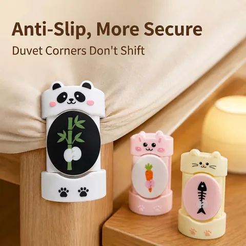 Cartoon Animal Duvet Clips Needle-Free Bed Sheet Holder Anti-Slip Buckle For Quilt Sheet Panda Rabbit Cat Home Accessories