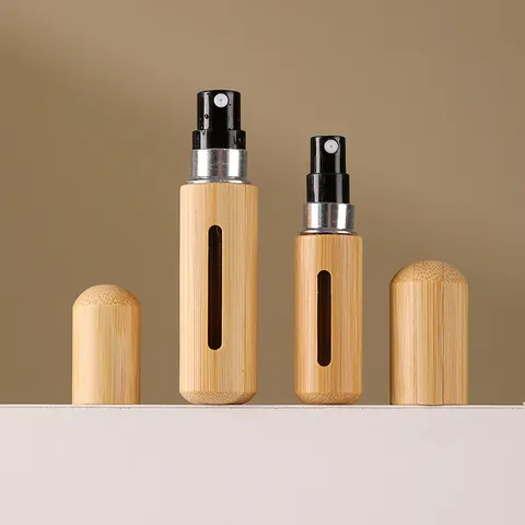 Bamboe Hout Parfumverstuiver Fles Draagbare Navulbare Fijne Nevel Spuitfles Met Zichtbaar Venster Reizen Lege Fles