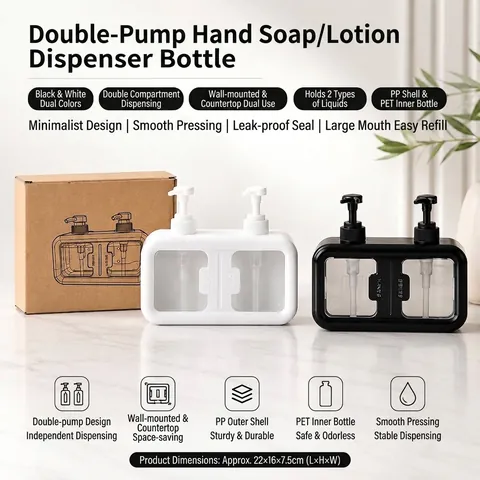 Dual Pump Soap Dispenser PP PETG Double Compartment Lotion Bottle For Kitchen Bathroom Hands Dishes Press Bottle Hotel Home Storage
