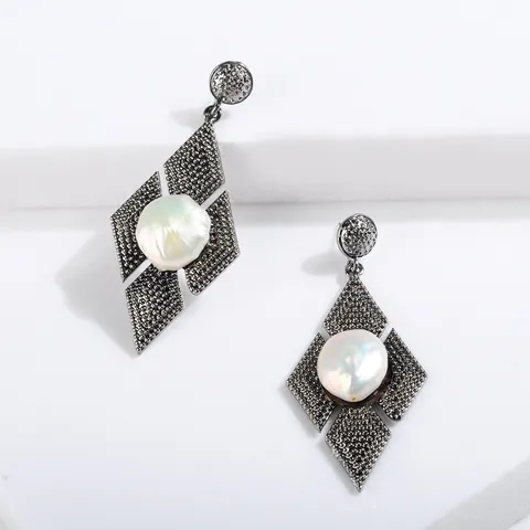 European American Retro Geometric Acrylic Acetate Earrings For Women Marble Tortoiseshell Pattern Alloy Stud Earrings Jewelry Accessory