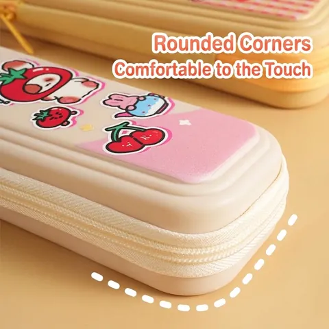 Estuche para Lápices de Doble Capa Gran Capacidad Dibujos Animados Lindo Impermeable Caja de Papelería PP para Niños