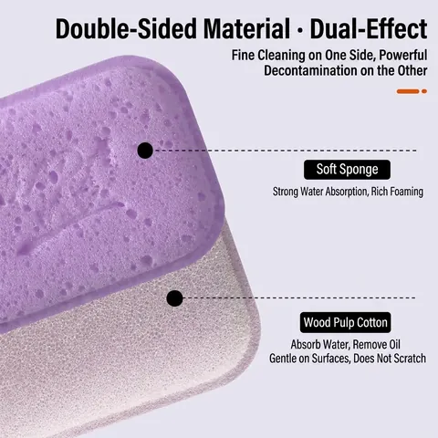 Double Sided Wood Pulp Cotton Cleaning Sponge Kitchen Scouring Pad Absorbent Magic Dishcloth Household Washing Tools
