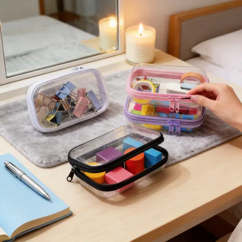 Clear Waterproof PET Travel Cosmetic Bag Portable Makeup Storage Case Zipper Toiletry Organizer For Bathroom Home Women