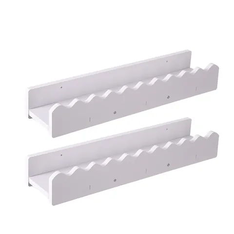 White Wavy Edge Wall Mounted Floating Shelves Kids Room Nursery Decor Storage Racks Wood Plastic Board Display Ledge