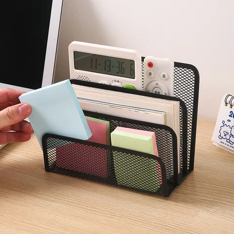 Metal Mesh Desktop File Organizer Tiered Letter Tray Document Holder Magazine Rack For Office School Home Desk Storage