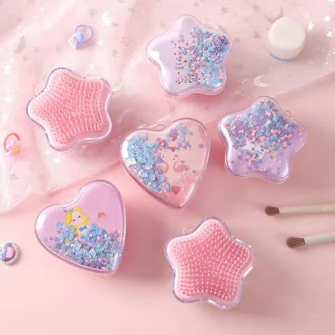 Koreanisch Ins Style Treibsand Haarbürste Herz Stern Form Cartoon Einhorn Meerjungfrau Luftkissen Massagekamm Für Damen