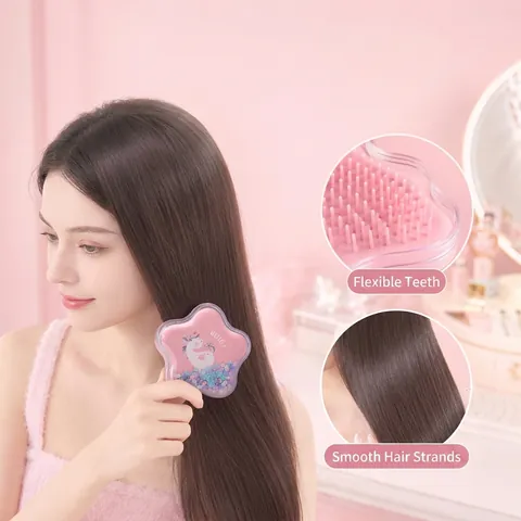 Koreanisch Ins Style Treibsand Haarbürste Herz Stern Form Cartoon Einhorn Meerjungfrau Luftkissen Massagekamm Für Damen