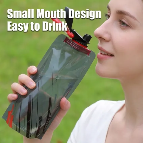 Poche à Eau Extérieure Pliable Portable de 700 ml Poche d'Hydratation en Plastique PE Avec Mousqueton pour Randonnée Cyclisme Camping