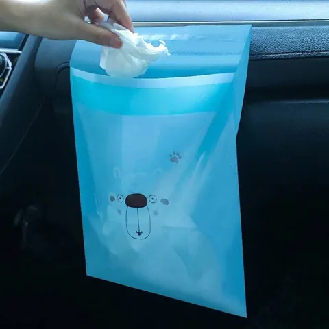 Self Adhesive Disposable Car Trash Bags Cartoon Portable Leakproof Garbage Bags For Home Office Vehicle Kitchen