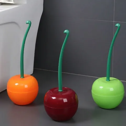 Creative Cherry Shape Toilet Brush Set With Holder PP Plastic Long Handle Bathroom Cleaning Tool Decorative Scrubber For Toilet