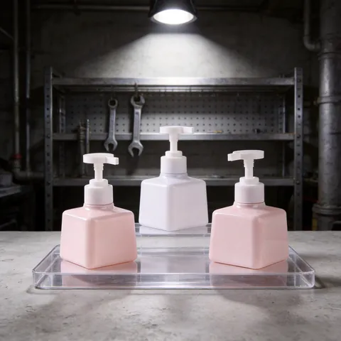 Square Lotion Dispenser Bottle PETG Press Pump Shampoo Soap Liquid Container For Bathroom Home Travel Pink White