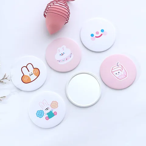Süßer Cartoon Mini Tragbarer Schminkspiegel Runder Taschenspiegel Für Schüler Mädchen Kleiner Handspiegel Reisespiegel