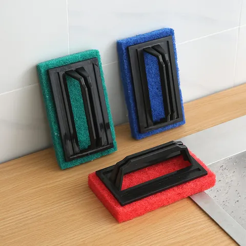 Handle Sponge Cleaning Brush Multi-functional Thickened Scouring Pad Scrubber For Kitchen Sink Bathtub Floor Tile PU PP Tool