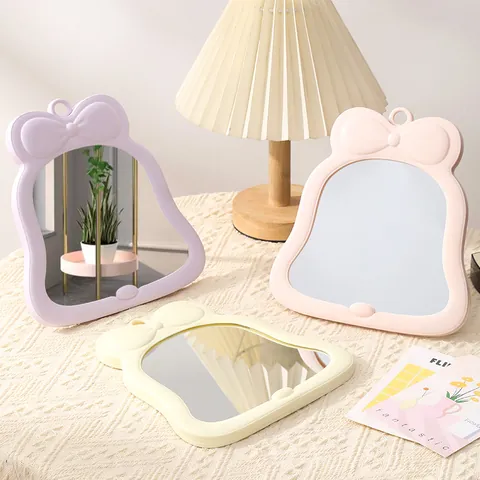 Ins Style Bow Knot Desktop Makeup Mirror High Definition Dormitory Portable Foldable Wall Hanging Decorative Mirror
