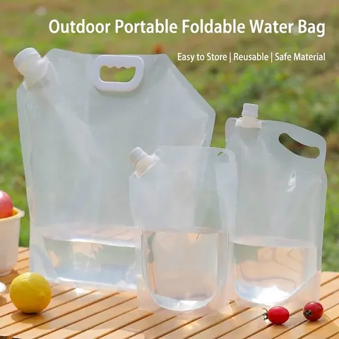 Portable Foldable Outdoor Water Bag PE Food Grade Large Capacity Storage Pouch For Camping Hiking Traveling Picnic