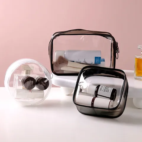 Wasserdichte PVC Make-up Tasche Große Kapazität Reise Kulturbeutel Organizer Einfach Tragbare Aufbewahrungstasche Mit Doppel Reißverschluss
