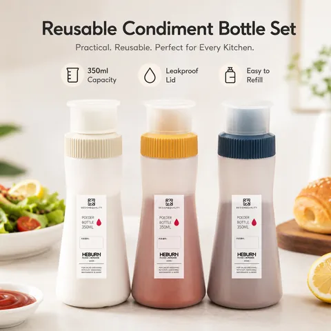 Modern Plastic Squeeze Seasoning Bottle For Kitchen BBQ Powder Dispenser With Dust Cover Multi-hole Pepper Shaker Large Capacity Spice Jar
