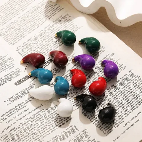 Boucles d'Oreilles Clous Goutte d'Eau Peintes Creuses pour Femmes Acier Inoxydable Émail Géométriques Bijoux Accessoire