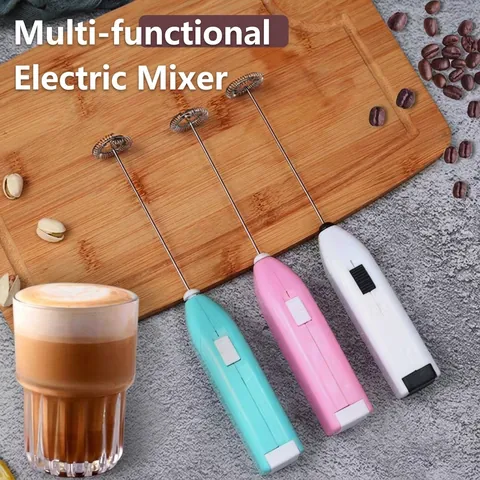 Handheld Electric Egg Beater Stainless Steel Milk Frother Portable Coffee Stirrer Kitchen Mixer DIY Tool Battery Operated