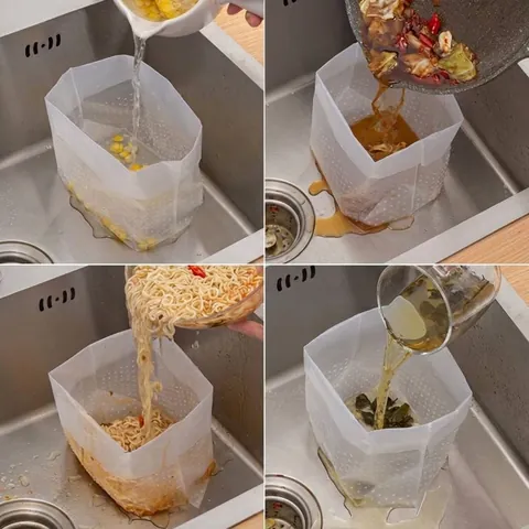 Disposable Kitchen Sink Filter Bag Standing Sink Strainer Mesh Bag For Kitchen Garbage Collection Self Standing Drain Bag