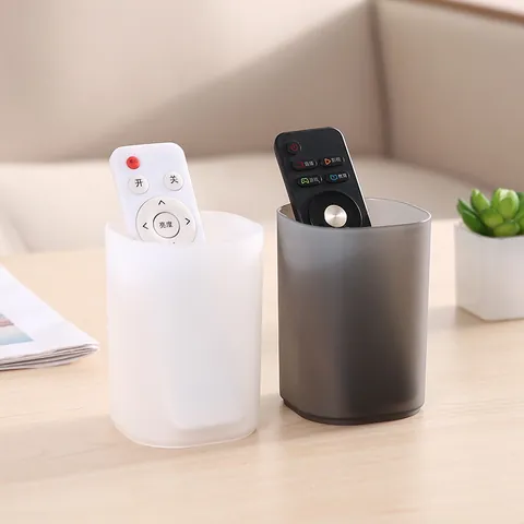 Minimalist Frosted Transparent Desk Pen Holder Round PP Plastic Desktop Organizer Pencil Cup Office School Stationery Storage Box
