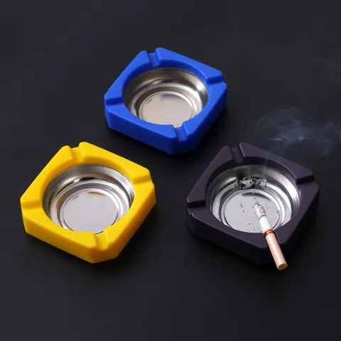 Cenicero De Acero Inoxidable Con Tapa Giratoria A Prueba De Viento Cenicero Portátil Para Hogar Oficina Coche Accesorio Para Fumar