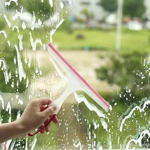 Portable Household Window Glass Squeegee With Anti-slip TPR Soft Rubber Blade For Bathroom Mirror Shower Car Cleaning Tool