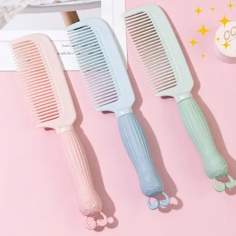 Cute Cartoon Rabbit Handle Hair Brush Anti Static Fine Tooth Plastic Comb For Women Girls Daily Hair Care Grooming