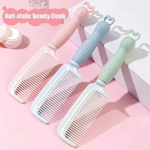 Cute Cartoon Rabbit Handle Hair Brush Anti Static Fine Tooth Plastic Comb For Women Girls Daily Hair Care Grooming