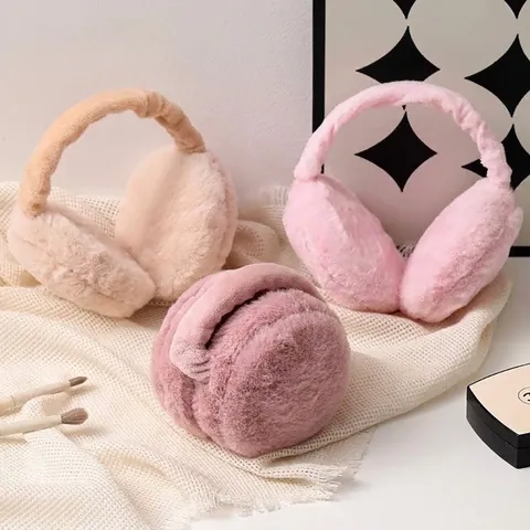 Damen Winter Warm Plüsch Ohrenschützer Faltbar Kunstpelz Kälteschutz Ohrenwärmer Für Outdoor Basic Einfarbig Ohrenschützer