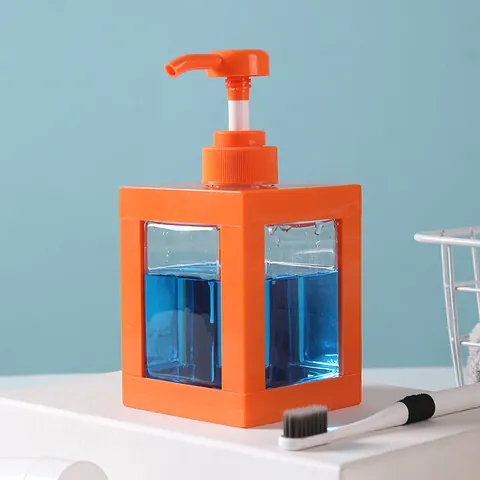 Nachfüllbare Lotionsflasche Quadratisch Transparent Druckpumpe Spender Für Badezimmer Hotel Reise Seife Shampoo Modern Stil