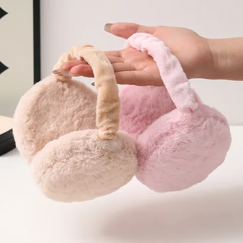 Damen Winter Warm Plüsch Ohrenschützer Faltbar Kunstpelz Kälteschutz Ohrenwärmer Für Outdoor Basic Einfarbig Ohrenschützer