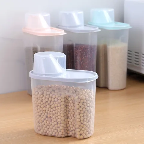 Home Sealed Rice Bucket Flour Storage Box Moisture-proof Insect-proof Cereal Dispenser With Measuring Cup Kitchen Food Container
