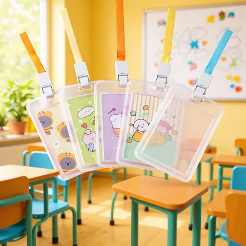Transparenter Kartenhalter Studenten Ausweis Schutz Mit Schlüsselband Schule Büro Kunststoff Namensschild Etui