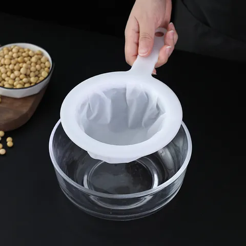 Handheld Fine Mesh Soy Milk Filter White Plastic Kitchen Juice Strainer Residue Sieve Household Filtering Colander Gadget