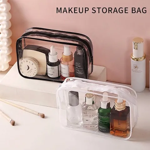 Borsa da Trucco in PVC Trasparente Impermeabile Grande Capacità Organizer da Viaggio Portatile Pochette per Donna Uomo