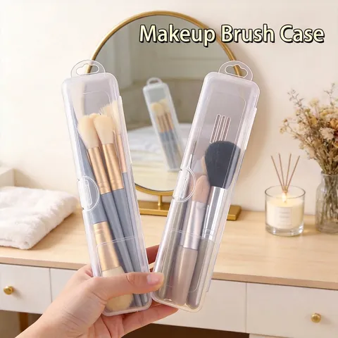 Tragbare Transparente Make-up-Pinsel Aufbewahrungsbox Staubdichte Kunststoff Organizer Mit Deckel Reiseetui Für Augenbrauenstifte Kosmetikpinsel