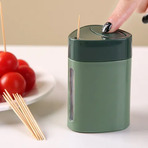 Automatic Press Toothpick Holder Luxury PP Plastic Pop Up Toothpick Dispenser With Visual Window For Home Restaurant