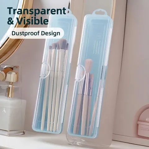 Tragbare Transparente Make-up-Pinsel Aufbewahrungsbox Staubdichte Kunststoff Organizer Mit Deckel Reiseetui Für Augenbrauenstifte Kosmetikpinsel