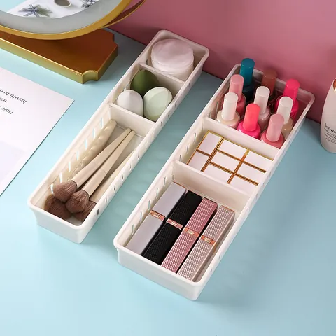 Organizador de Cajones Ajustable Caja Divisoria de Plástico para Escritorio Almacenamiento de Papelería Joyas Cosméticos Cubo de Organización