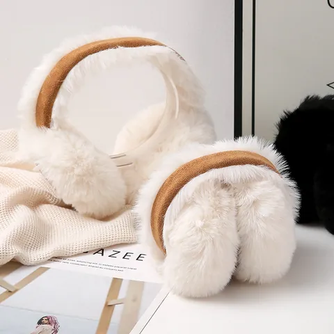Winter Warm Plush Earmuffs For Kids Thickened Faux Fur Ear Warmers Soft Foldable Outdoor Cold Weather Ear Covers For Daily Use