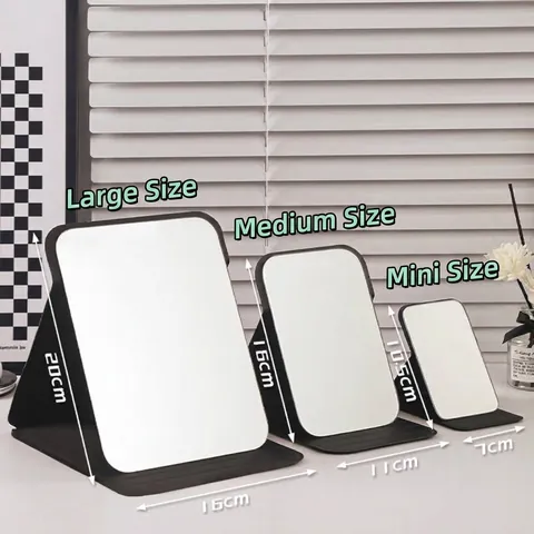 Tragbarer Klappbarer PU-Leder Desktop-Schminkspiegel Hochauflösender Kompakter Schminkspiegel Für Zuhause Studenten Reisen Minimalistischer Spiegel