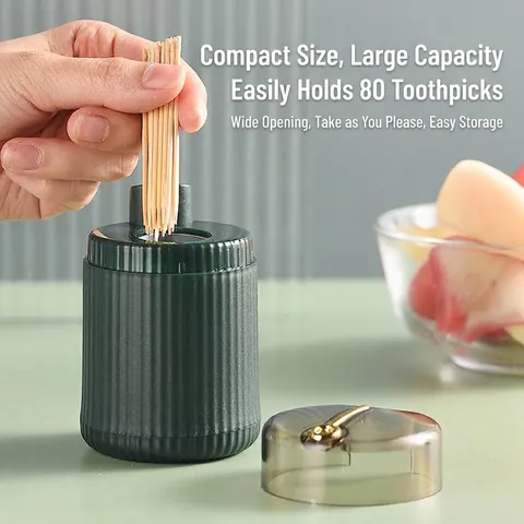 Automatic Toothpick Holder Press Type Modern Luxury PP Plastic Dustproof Toothpick Dispenser For Home Living Room Table Decor