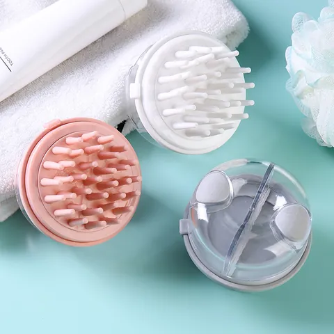 Portable Scalp Massage Brush For Hair Washing Silicone Bristles Dual Compartment Liquid Dispensing Household Hair Scrubber For Hair Cleaning
