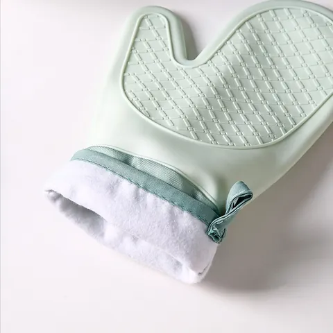Hitzebeständige Silikon-Ofenhandschuhe Verdickte Rutschfeste Küchenbackhandschuhe Für Mikrowelle Kochen Grillen Topflappen Silikon Und Baumwollhandschuhe