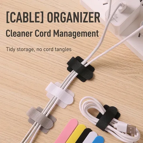 Sangles de Câbles Auto-Adhésives en Nylon Attaches de Câbles Réutilisables Gestion des Fils Organisateur de Câbles pour Bureau Maison Câbles d'Alimentation
